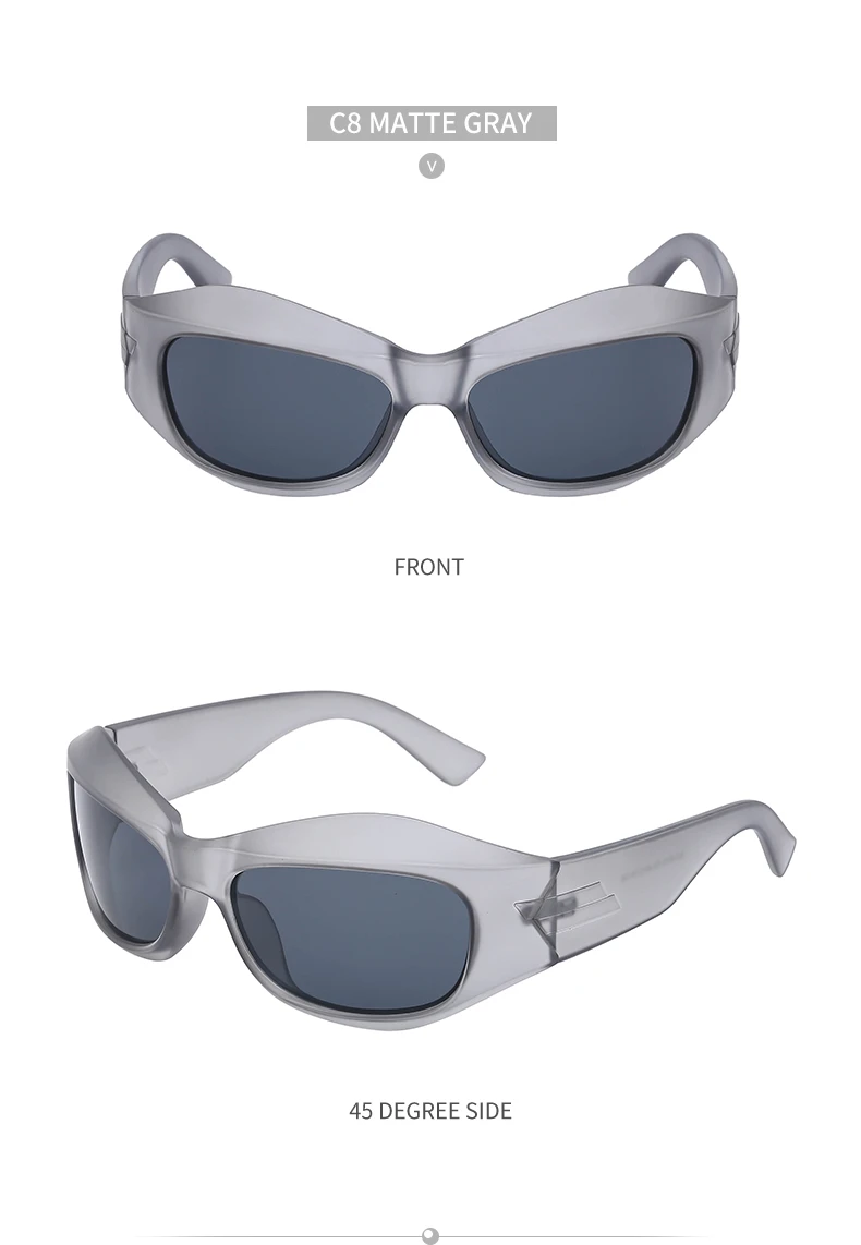 Cyber Y2K Punk Sonnenbrille für Damen und Herren, Sportliche Eckige Sonnenbrille für Damen 2026, Luxusmarke Steampunk Silberne Brillen UV400-Schutz – Detail 22