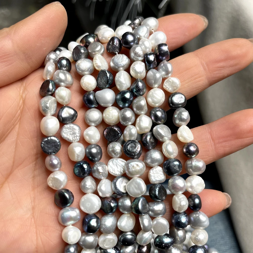 18 cm natürliche Süßwasserperle, 7–8 mm, unregelmäßig geformte farbige Perlen für Schmuckherstellung, DIY-Frauen-Halskette, Armband, Zubehör