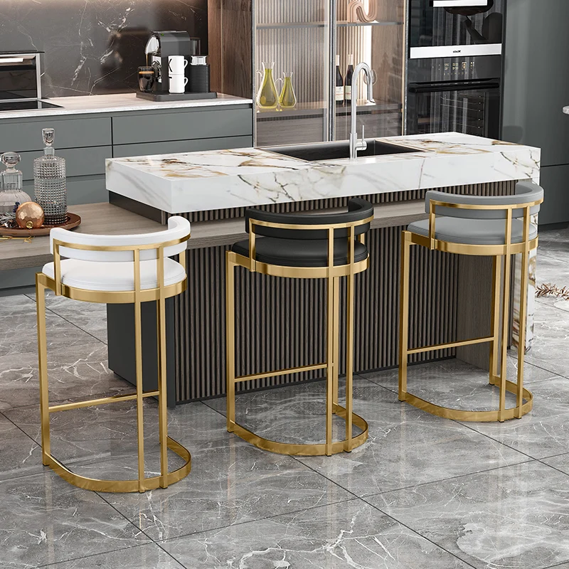 Bar Stool Luxury Gold Minimalistic High Designer Barstools For Kitchen High Chair Bar Taburete Alto Para Cocina Home Furniture