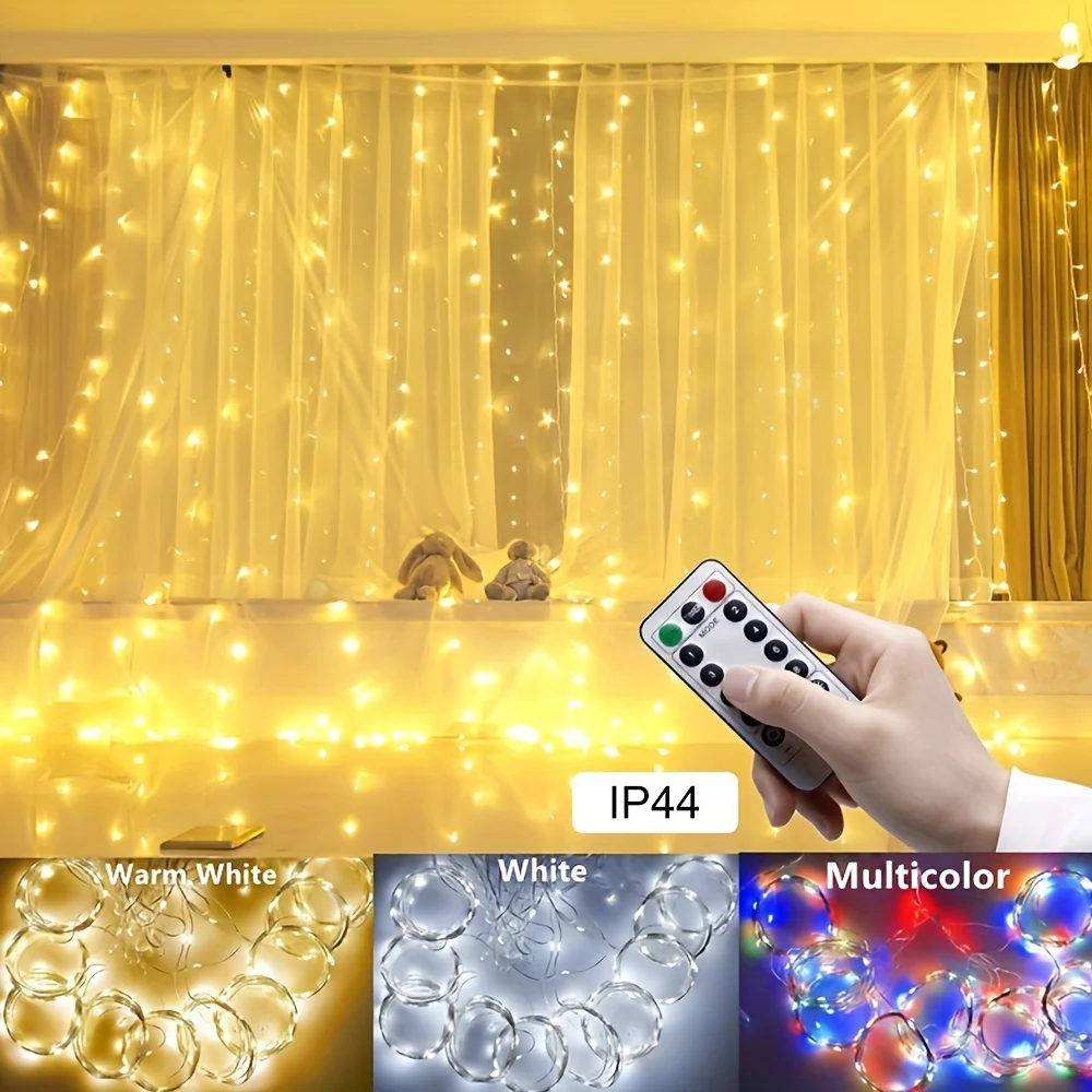 أضواء عيد الميلاد LED الجنية سلسلة أضواء الستار 8 وضع البعيد USB اكليل ديكور الزفاف للمنزل عطلة السنة الجديدة مصباح