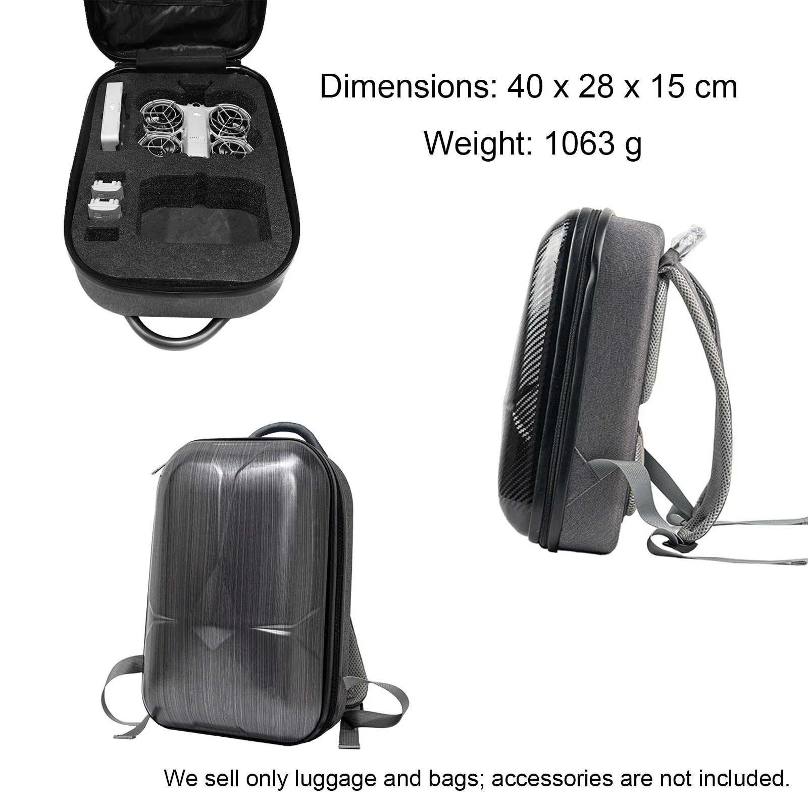 ZuruKin Hard Shell Backpack for DJI NEO 2, Shockproof Travel Carrying Case, Waterproof PC+ABS Storage Bag
