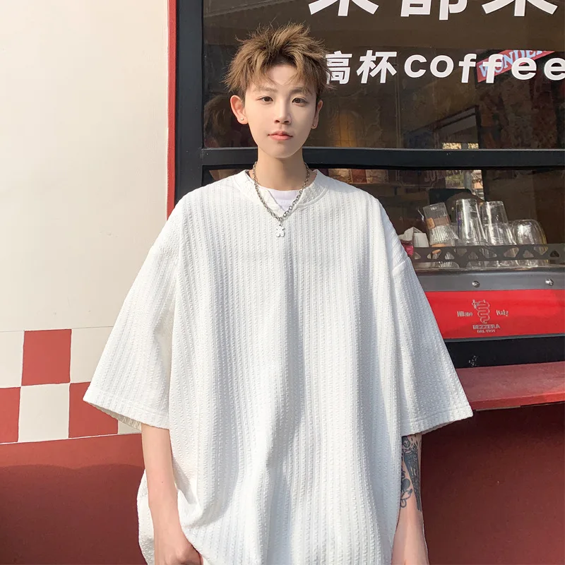 2026 Summer New Men's Casual Loose T-shirt Korean Fashion Harajuku Short-sleeved Oversized T-shirt for Men Japanese Streetwear