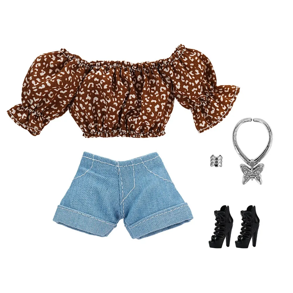 

Fashion Floral Shirt Travel Style DIY Accessories Clothes Shirt with Shoes Bubble Sleeve Shorts Set for 1/6 BJD 28~30cm Dolls