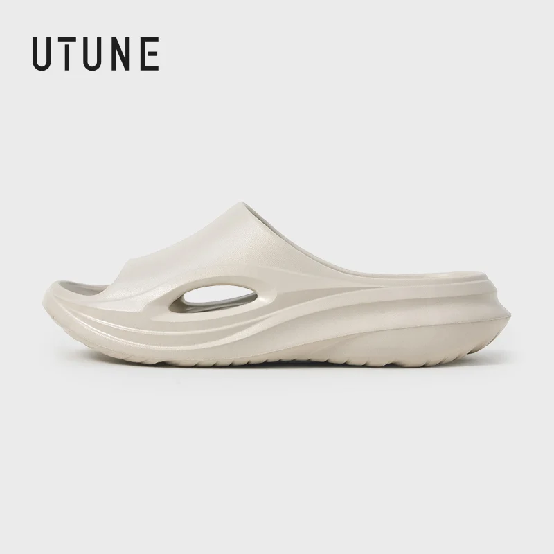 UTUNE Silent Quiet Slippers for Men Noiseless Comfort Soft Cushion Indoor & Outdoor Slides Breathable Slip-on Sandals