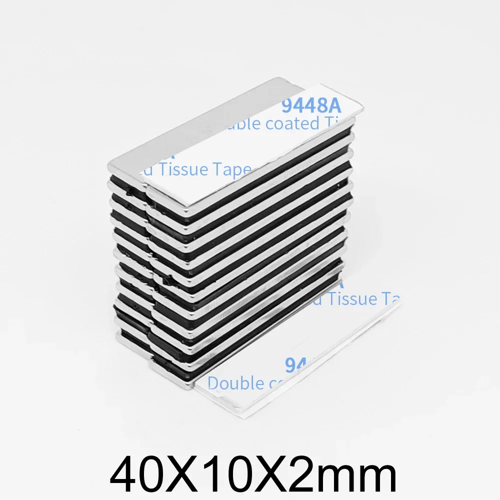 40x10x2mm Block Rare Earth Neodymium Magnet With 3M Tape 40*10*2 Rectangular Strong Powerful Magnets 40x10x2