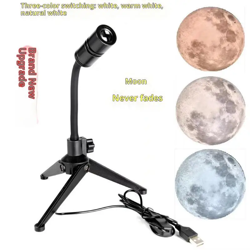 1Pc Nightlight Moon Projector Moon Shaped Projection Lamp Usb Rechargeable Holiday Atmosphere Decorative Dimmable Photo Lamp‘
