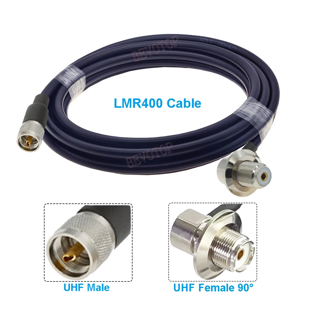 

LMR400 50Ohm 50-7 PL259 UHF Male to UHF Female 90° Pigtail Jumper Ham Radio Antenna Extension Cord RF Coaxial Connector