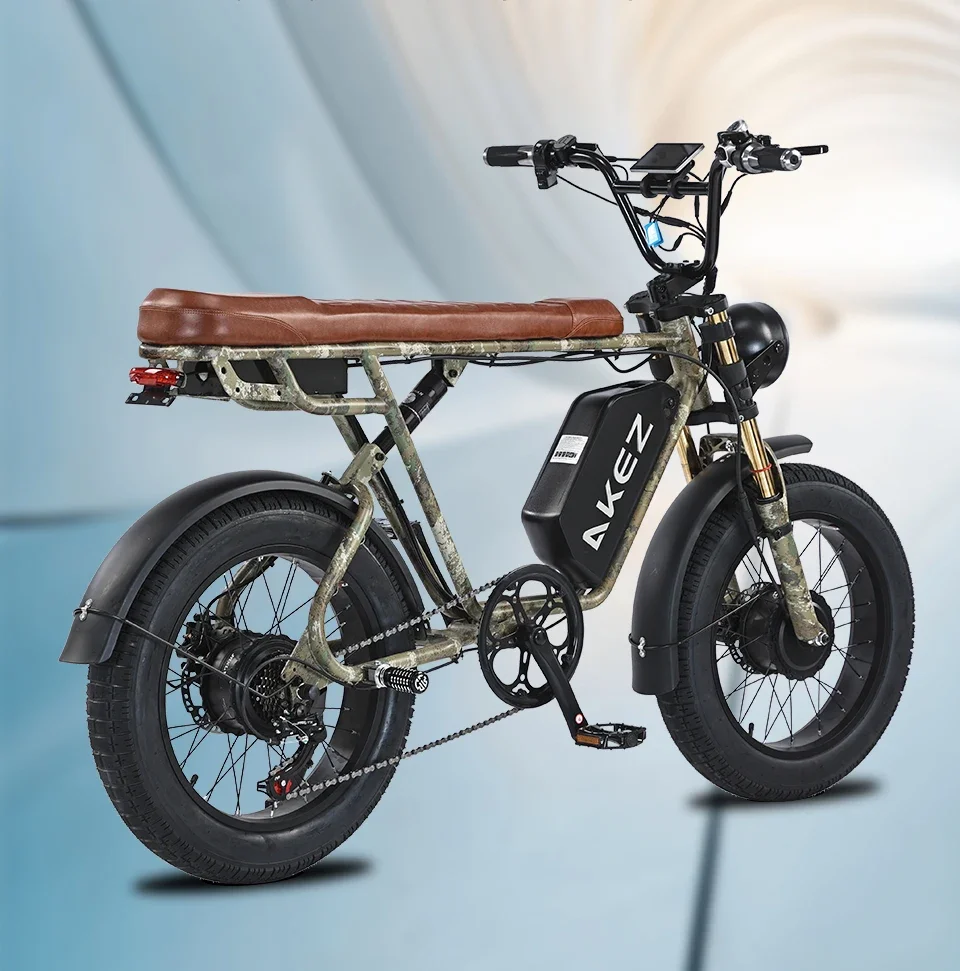 

Ретро мотоцикл Гидравлическая вилка амортизирующая рама 20*4.0 Fat Электрический велосипед Ebike S1 двойной двигатель 1500 Вт 48 В 26 Ач Вездеход