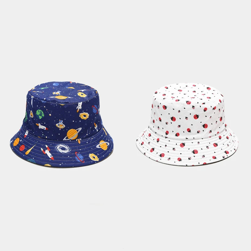 Space Planet Print Bucket Hat Kids & Adults Casual Cotton Sun Cap Fisherman Hat