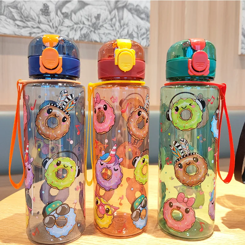 1 قطعة كوب ماء جديد كوب ماء دونات كوب محمول كوب بلاستيكي شفاف مريح غطاء ترتد