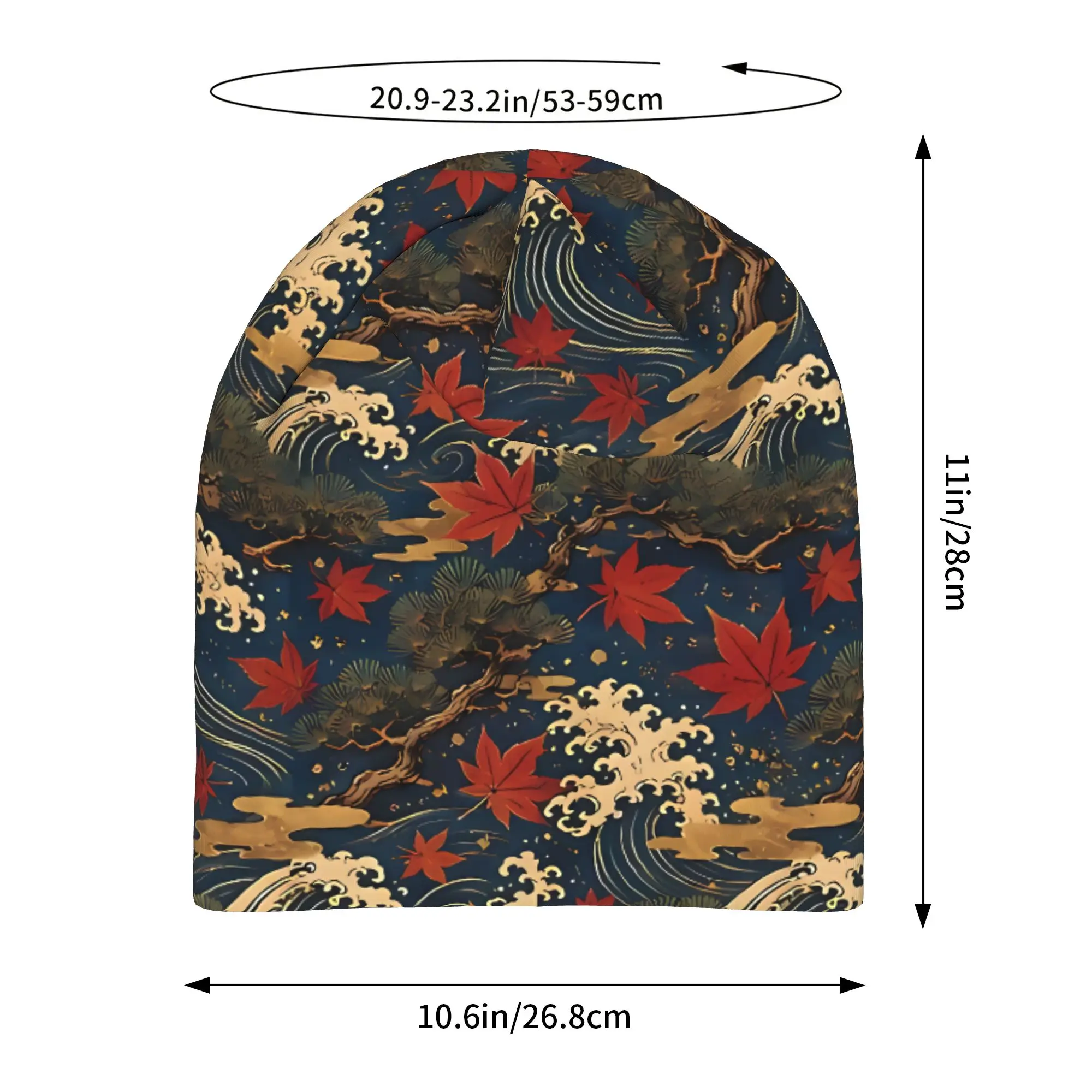 Autumn Japanese Woodblock Autumn Maple Pattern Bonnet Homme Fashion Thin Hat  Skullies Beanies Caps Men Women Style Hats