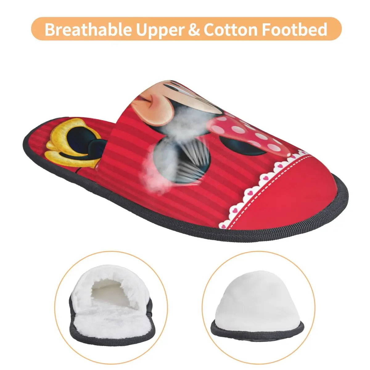 شباشب ميكي ماوس ميني شي بوز هاوس لغرفة المعيشة، شباشب مريحة من إسفنج الذاكرة غير قابلة للانزلاق