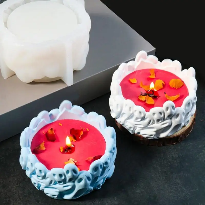 قوالب قاعدة شمعة شكل جمجمة لصياغة شمعدانات X3UD