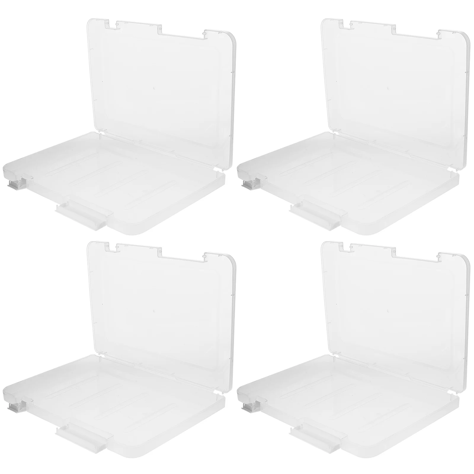 4pcs A4 File Storage Box Portable Project Case Plastic Document Holder Stationery Container Transparent Scrapbook Paper Storage
