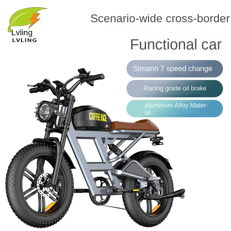 

New 20-inch Retro 48V 1000W Electric Snowmobile New National Standard 7-speed Lithium Battery Variable Speed Electric Bicycle