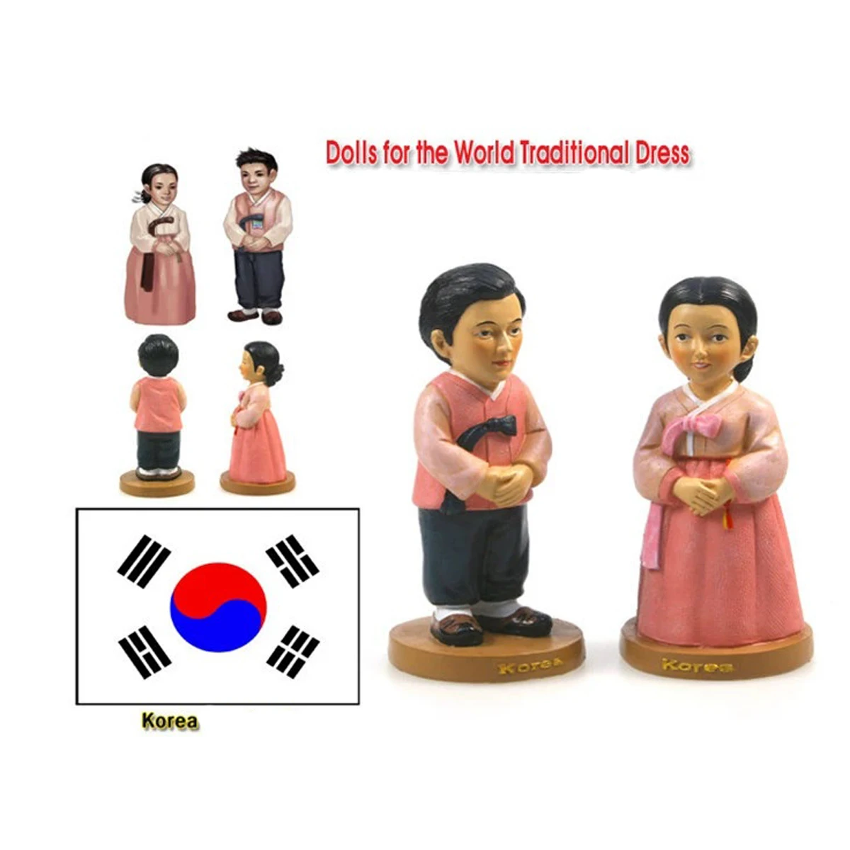 Creative World Famous Traditional  Korea People Female Male Dress National Clothing Model Figure Room Desk Decor