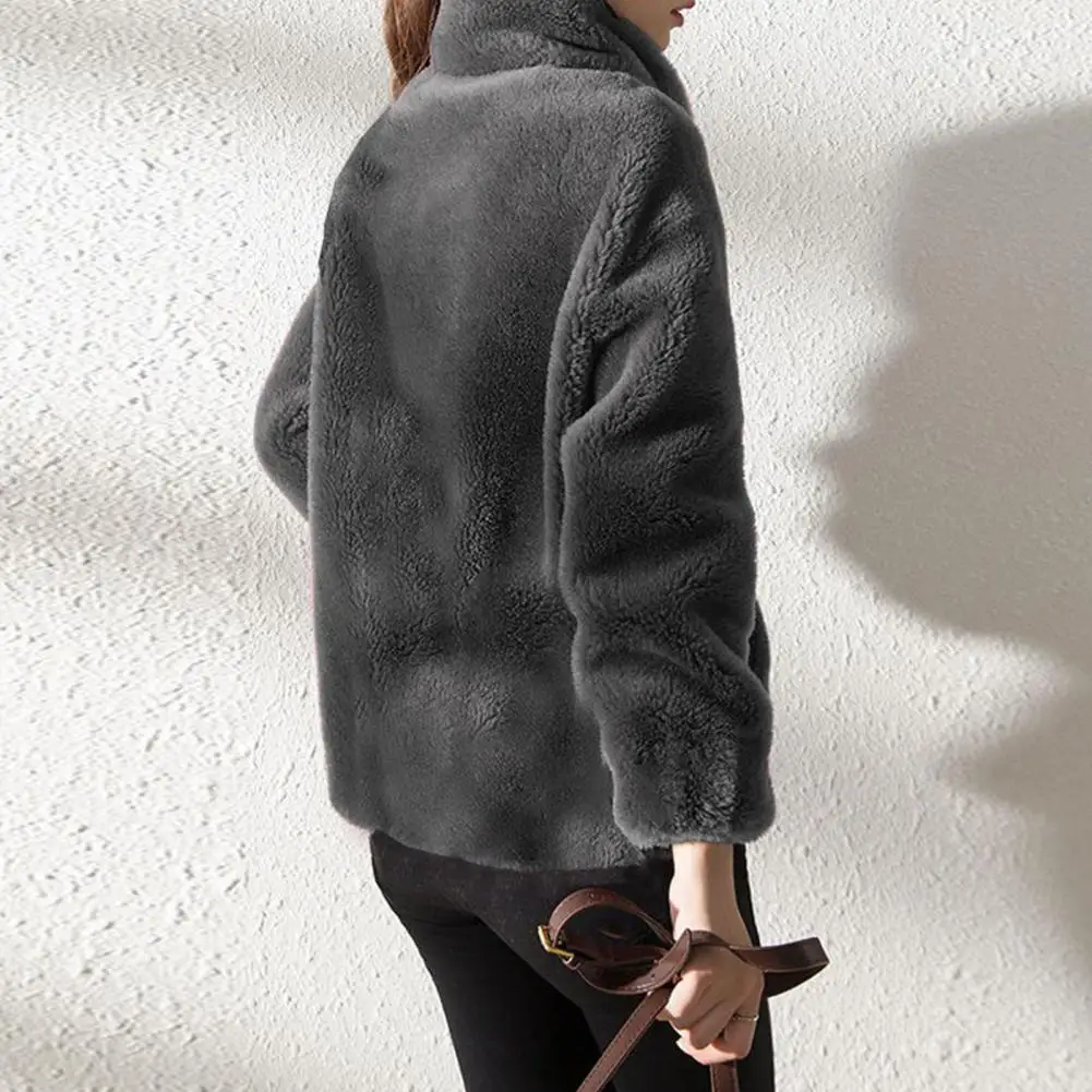 

Пальто из поларфлиса, плюшевая зимняя куртка для женщин, двусторонняя, толстая, с длинными рукавами, на молнии, кардиган, верхняя одежда с карманами