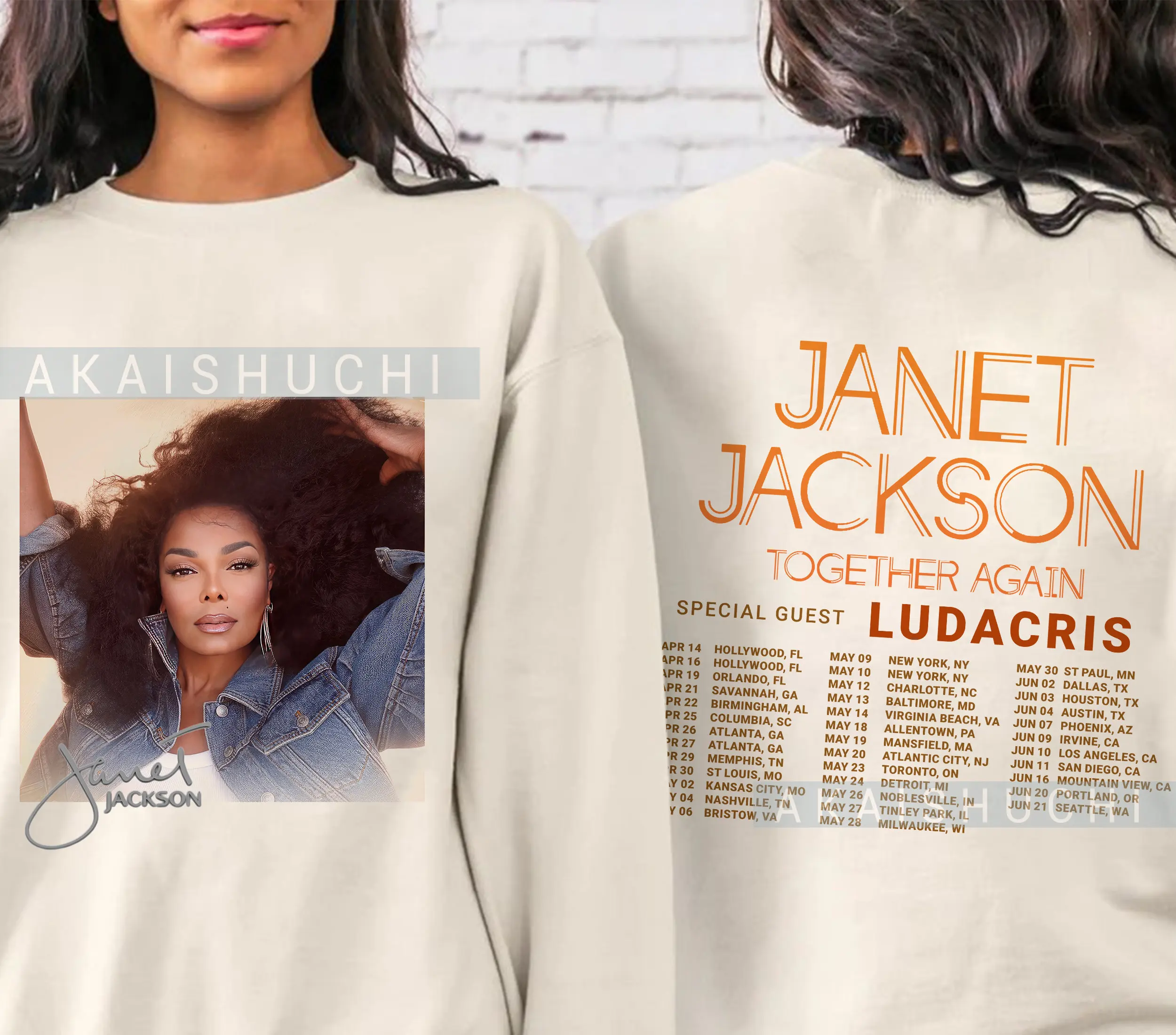 Janet Jackson Together Again Tour 2023 2 Sides Album Tracklist T Shirt Music Rock Band Retro For Fans