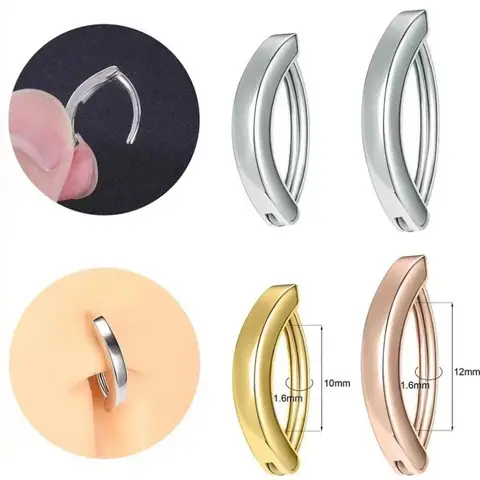 14G Stainless Steel Clicker Belly Button Ring Navel Rings Body Belly Labret Lip Piercing Jewelry, 8mm / 10mm / 12mm