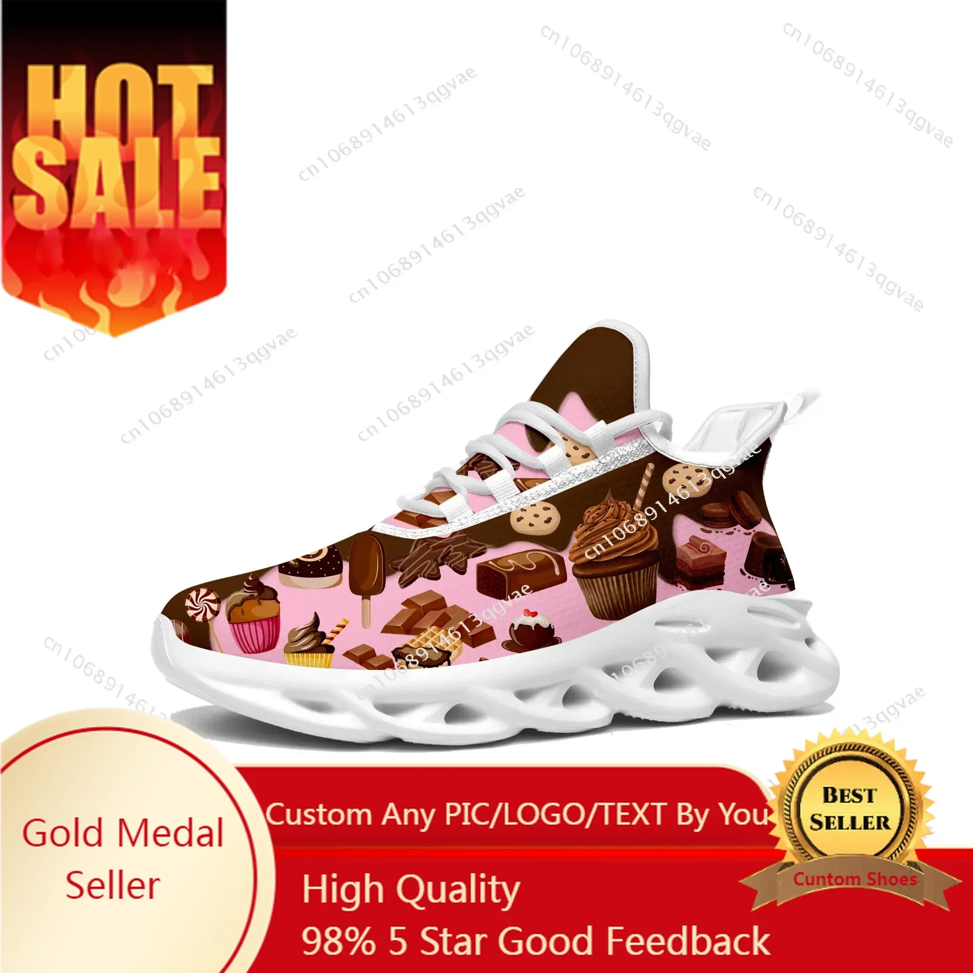 

Cartoon Cake Chef Flats Sneakers Mens Womens Sports Running High Quality Sneaker Lace Up Mesh Footwear Tailor-made Shoe White