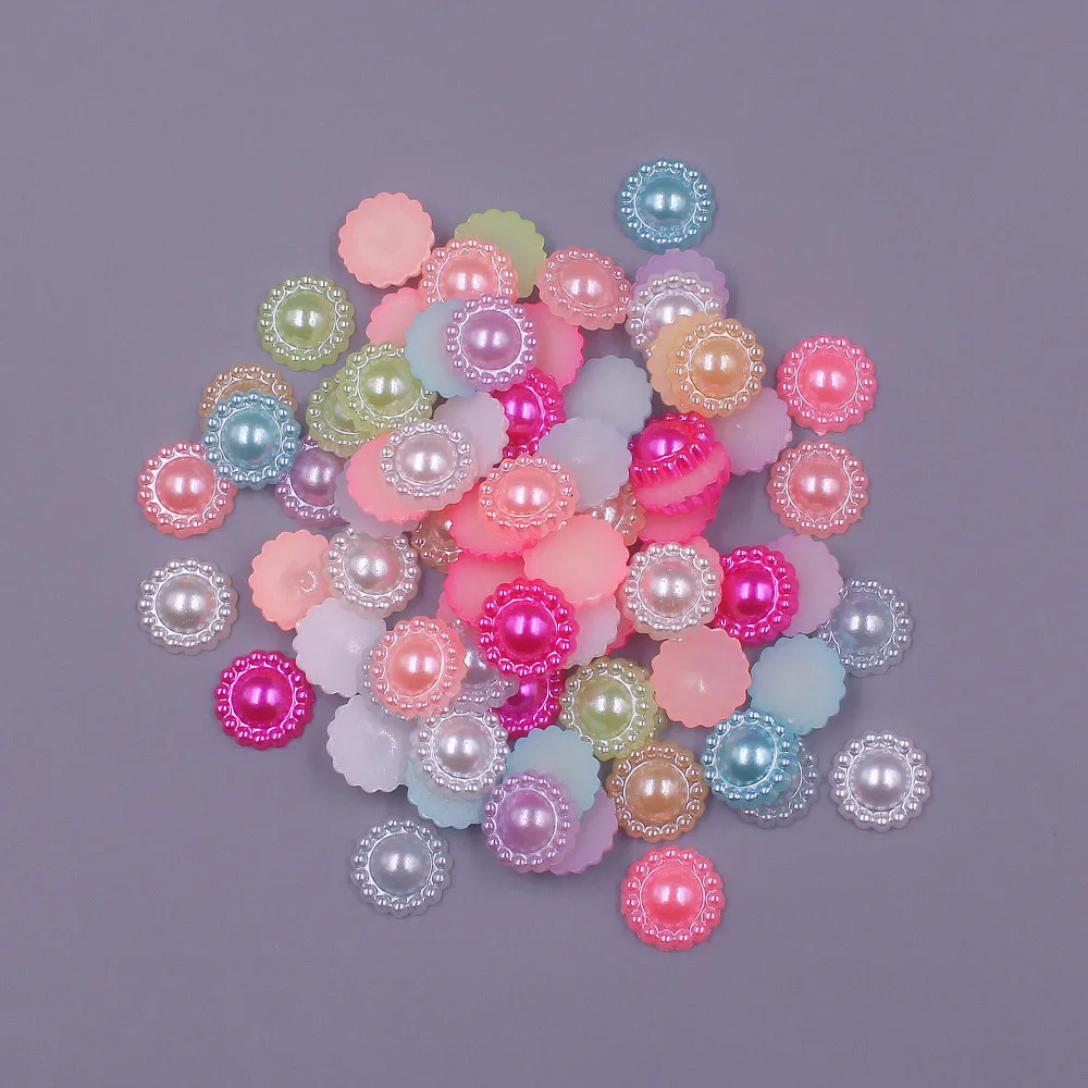 Colorful 100pcs 11MM ABS Resin Flatback Half Round Craft Imitation Pearl Scrapbook Jewelry garment Beads for DIY Decoration