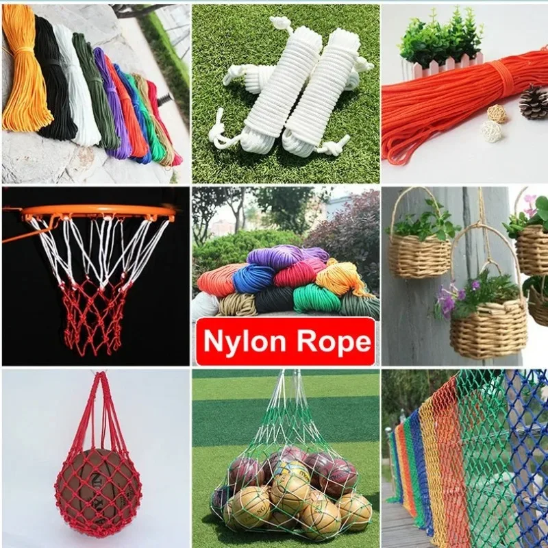 Nylon Rope Dia. 2-10mm Outdoor Binding Home Drying Water Proof Durable Rope Knitting Material for Fishing Magnet 10-50 Meters