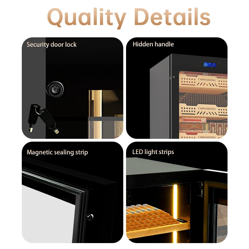 Cigar Cabinet Spanish Cedar Custom Logo Air Cooling Temperature Controlled Humidor Cigar Humidor Cabinet