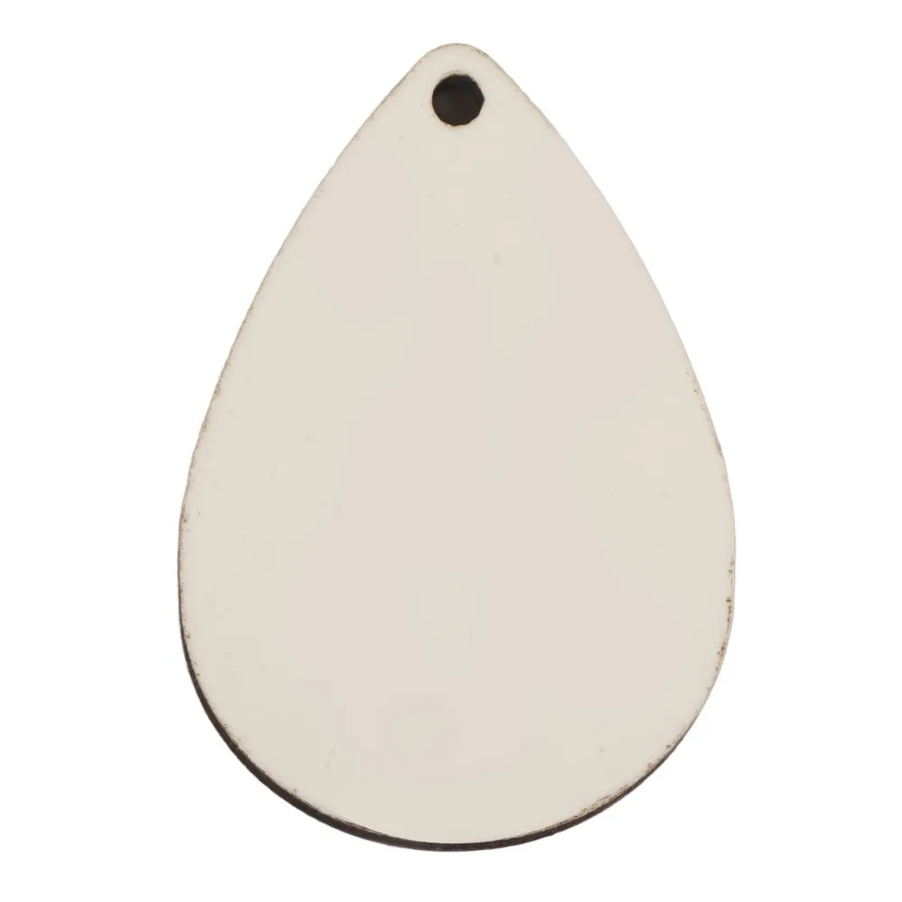 Conjunto de 50 peças de bases para brincos de sublimação em formato de gotas d'água, kit leve de bases brancas para brincos, gancho de orelha em MDF e cartão.