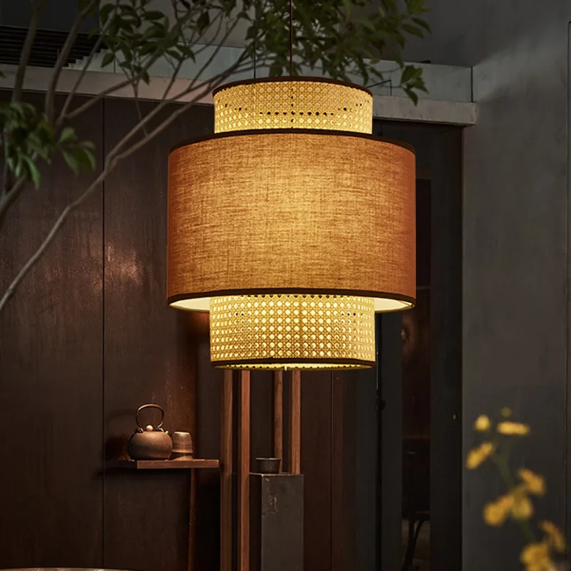 ARTURESTHOME Faux Rattan Lamps, Lantern Lighting Lamps, Japanese Vintage Lamps, Wabi-sabi Style Indoor Home Decor Pendant Lights