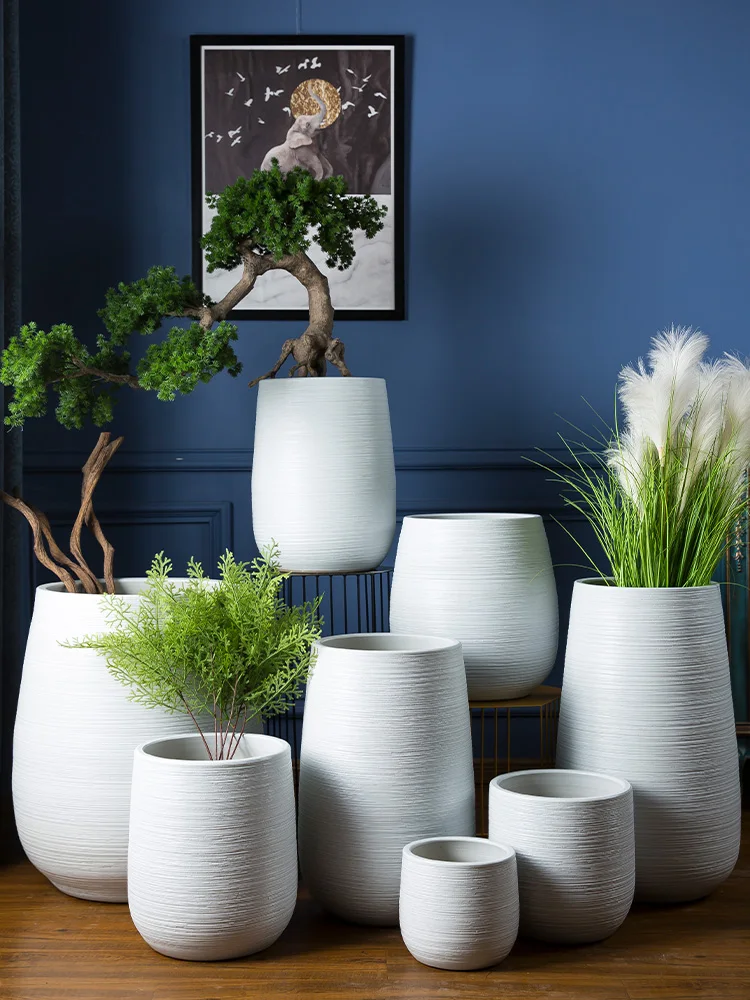 Flower pot ceramic creative personality king size with tray simple household balcony green dill succulent ornament