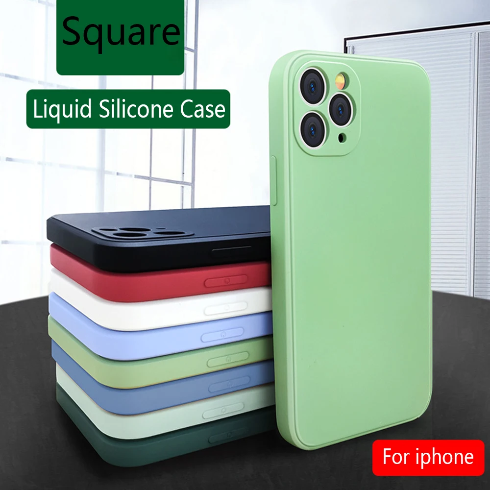 Square Liquid Silicone Full Protector Phone Cover For iPhone 13 Pro Max 13 Mini 12 11 Pro Max X XR XS Max 7 8 Plus SE 2020 Case