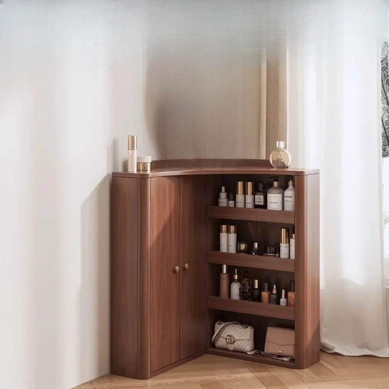 

Retro pastoral solid wood fan - shaped dressing table, bedroom corner warm makeup table, retro carved small - size