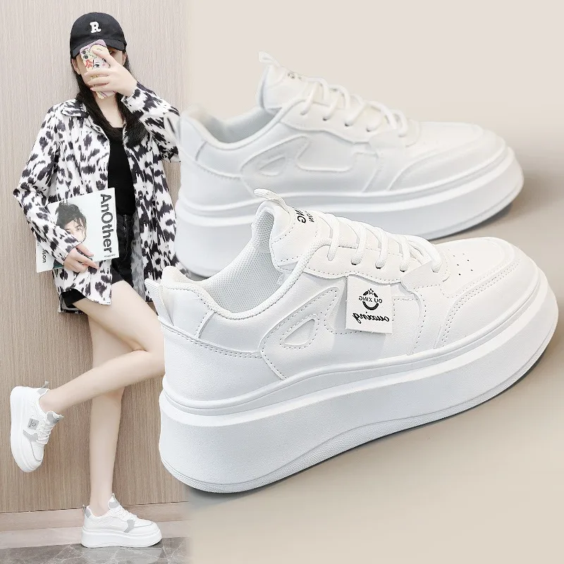 

Womens Sneakers 2025New Platform Brand Running Shoes Wedges Height Increased White Vulcanize Shoes Casual Breathable Board Shoes