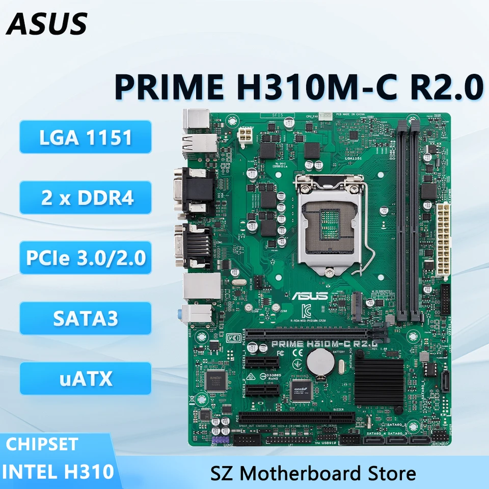 ASUS H310 PRIME H310M-C R2.0 Motherboard LGA 1151 Support cpu i3