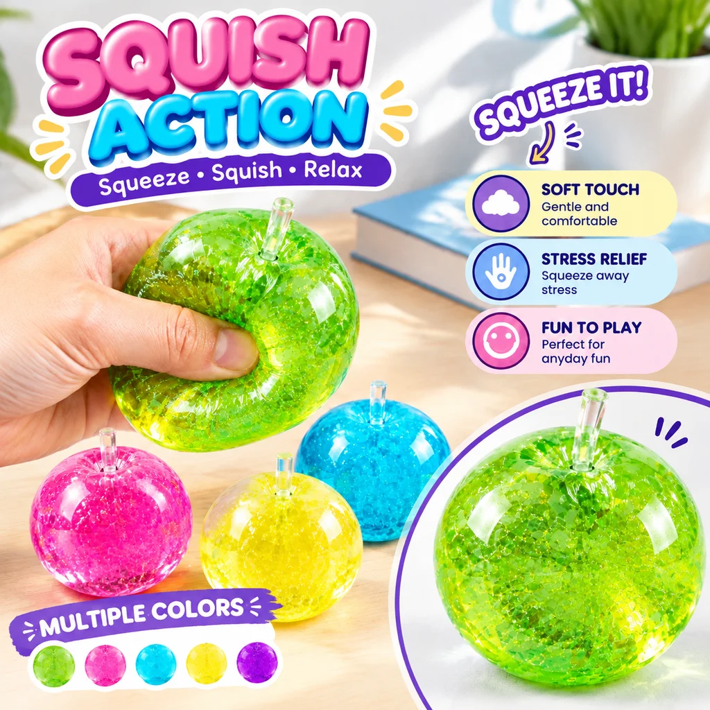 Cute Green Apple Squishy Toy Maltose Apple Vent Shape Slow Rebound Soft Squeeze Stress Relief Toy Stress Relief Squeeze Toy