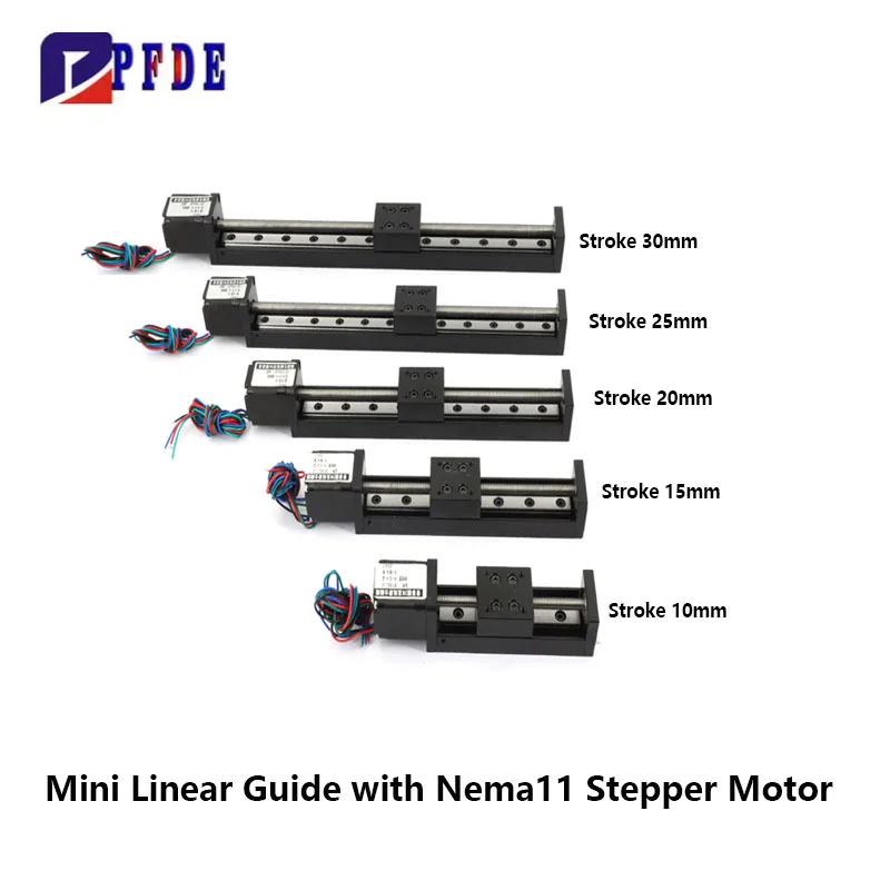 Linear Rail 10mm to 30mm Linear Stage Actuator Rails Mini Slide Table NEMA11 Stepper Motor for DIY CNC Router Milling Machine