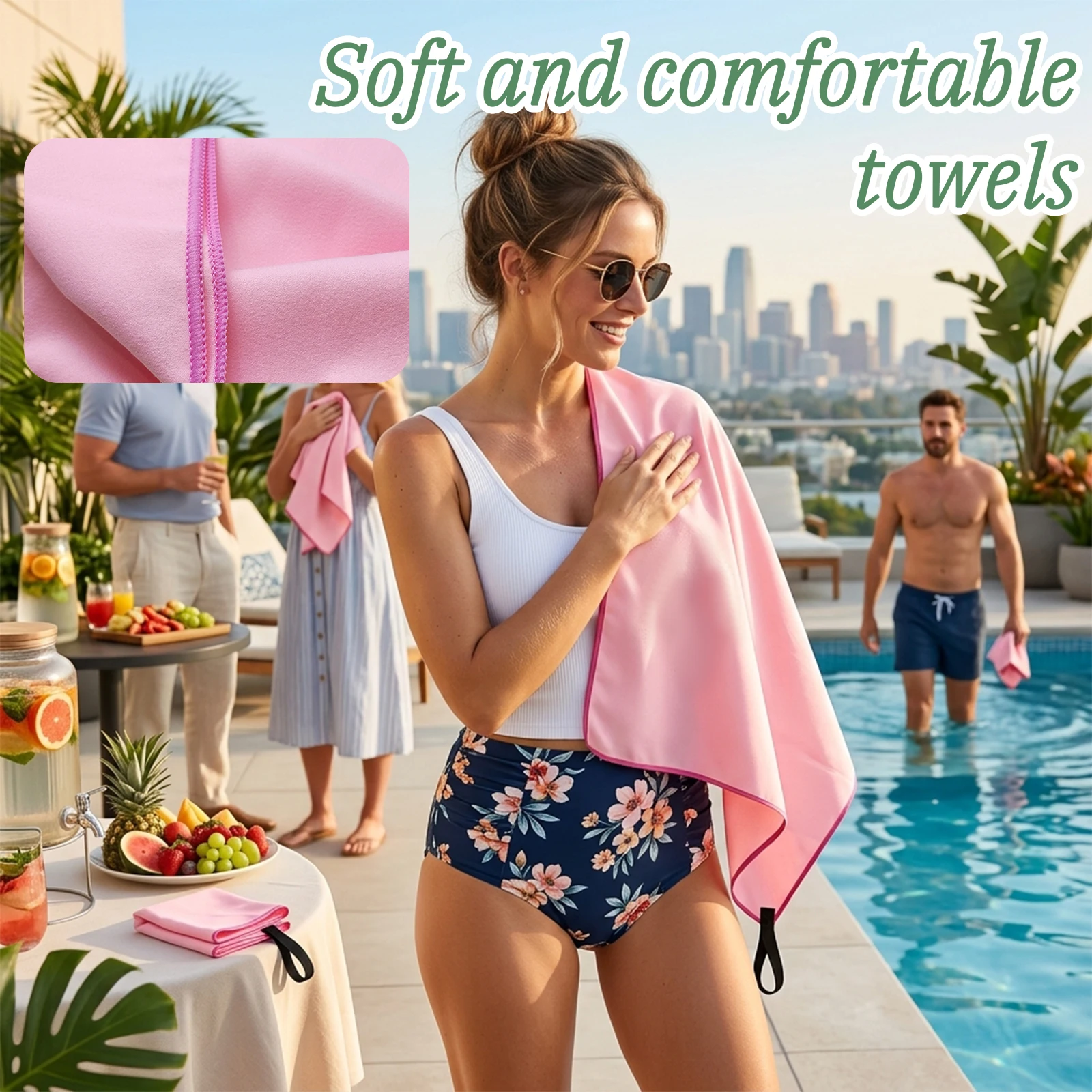 Super Sized Quick Drying Nanofiber Beach Towel 50x120 Soft Lightweight Absorbent Travel Towel for Pool Spa Portable