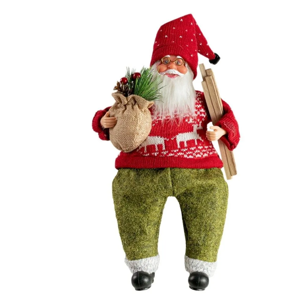 Home Decoration Santa Claus Decorations 12 Inches Cute Xmas Tree Ornament Sitting Santa Claus Christmas Supplies