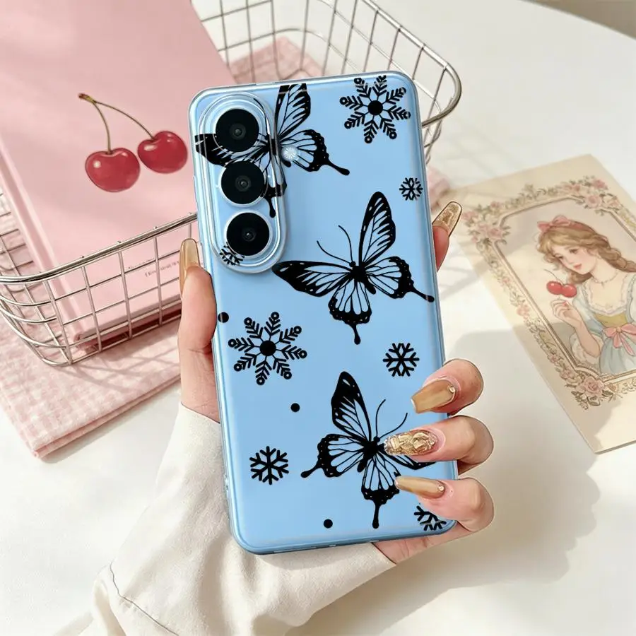 Simple Snowflake Butterfly Phone Cover Case for Samsung Galaxy A25 A51 A55 A23 A57 A26 A24 A36 A13 A52 A37 A14 A16 A33 A52 A56