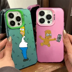 Capa para telefone The Simpsons Home Bart, capa colorida banhada a prata, Apple iPhone 15 14 13 12 11 Pro MAX XR