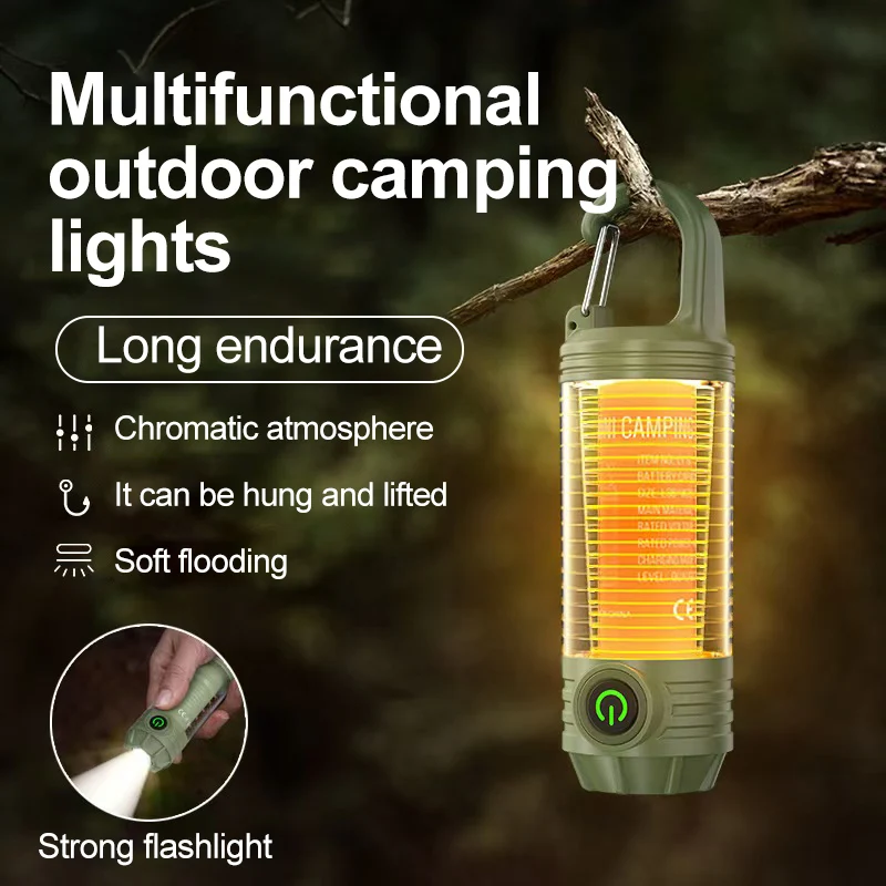 Multifunctioneel campinglicht Outdoor LED Nachtrijlicht Oplaadbare zaklamp Nachtlampje Waterdicht reislicht