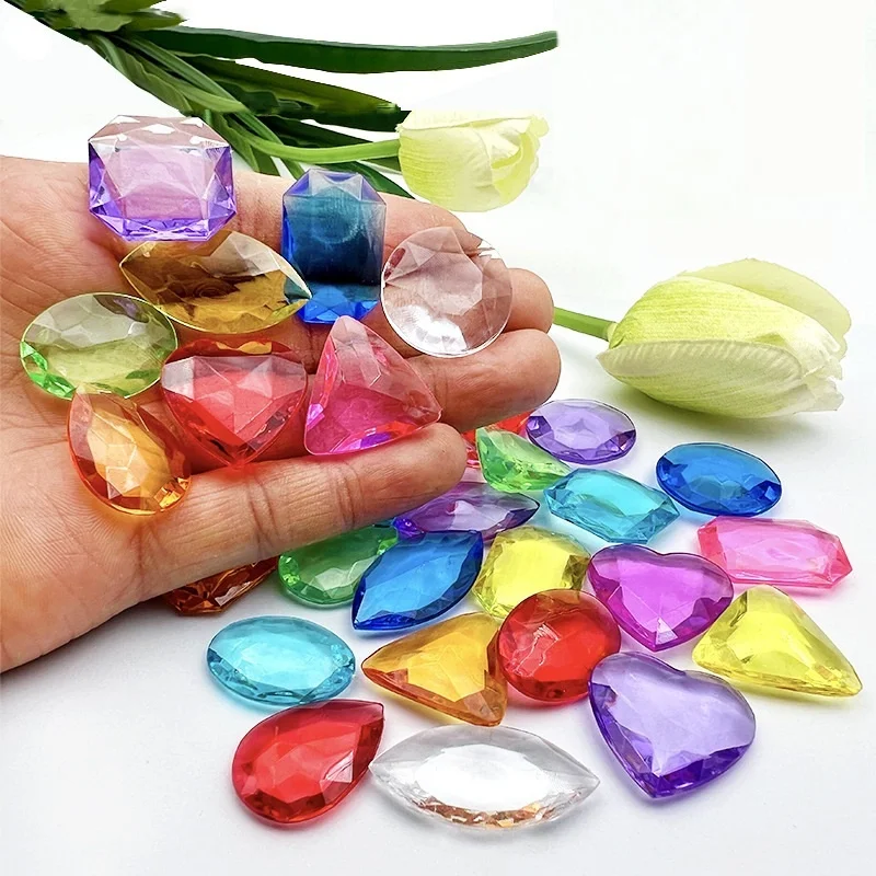 

30Pcs Children's Gemstone Toy Crystal Diamond Girl Birthday Gift Colorful Stone Acrylic Diamond Treasure Chest Swimming Toys