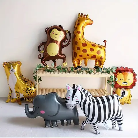 Cartoon Animal Aluminum Foil Balloon Giraffe Lion Monkey Balloon Jungle Zoo Theme Party Kidsren's Birthday Holiday Decoration