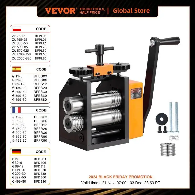 VEVOR 45/57/75/76 mm Jewelry Rolling Mill Machine 3-in-1 Multi-function Rolling Mill for Metal Jewelry Making Sheet Square Wire