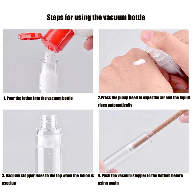 5/10/15ML Empty Plastic Vacuum Lotion Bottles Airless Pump Press Containers Cosmetics Skincare Travel Spray Dispenser - view 5