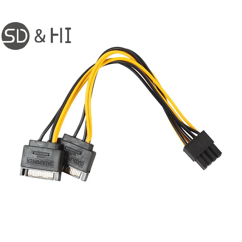 Câble d'Alimentation Touriste, 15 Broches SATA Mâle Vers PCIe 8 Broches, Adaptateur de Mathiation de Carte Vidéo PCI Express PCI-E