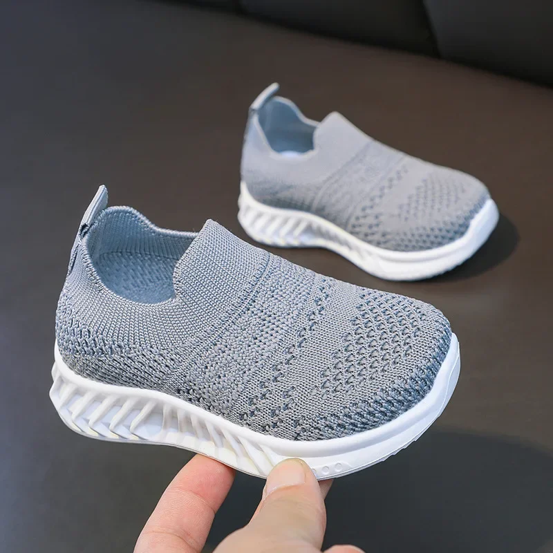 Children Knitted Shoes Soft Bottom Boys Girls Mesh Breathable Sneakers Wear and Off Easy Casual Kids Footwear Baby Casual Shoes