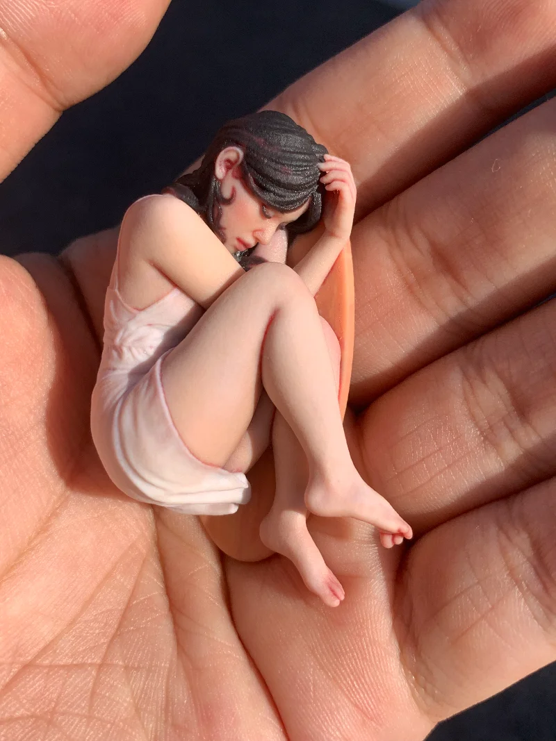 Maßstab 1/16 1/18 1/12 GK Mädchen-Skulptur GK Body Art Modellpuppe Automodell Spielfigur Figur Geschenk handgefertigt