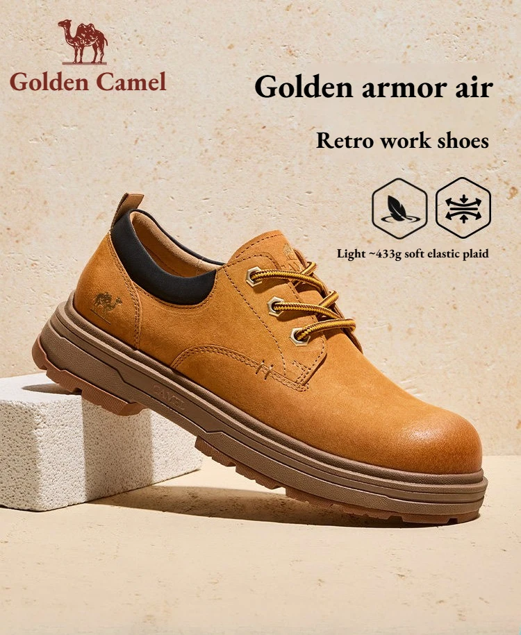 Golden Camel Men's Casual Sneakers 2026 Autumn New Retro Comfortable Breathable Non Slip Work Shoes Vintage Low Top Leather Shoe