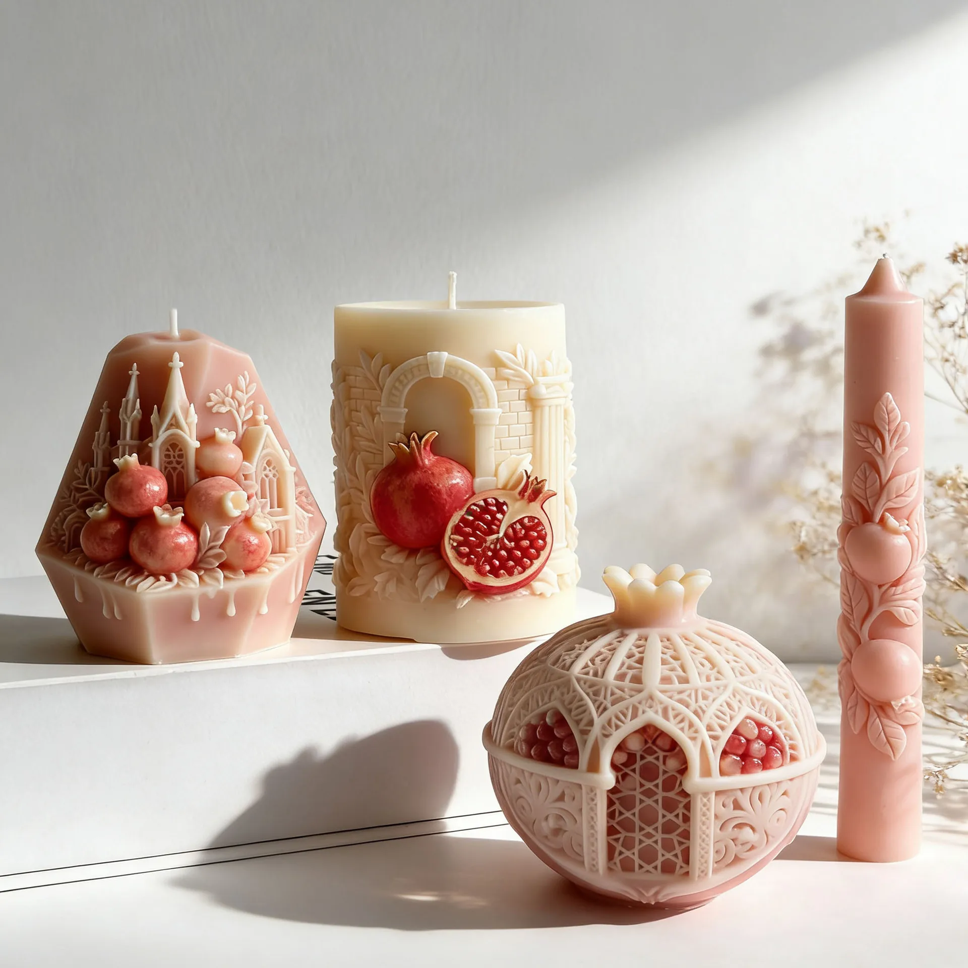 DIY Ramadan Candle Pomegranate Element Silicone Mold Handmade Gypsum Epoxy Resin Decoration Molds Aroma Candle Making Supplies